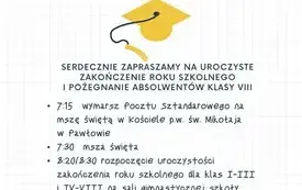 Niebieskie Ż&oacute;łte Białe Zabawne Ukończenie Szkoły Ogłoszenie (1)